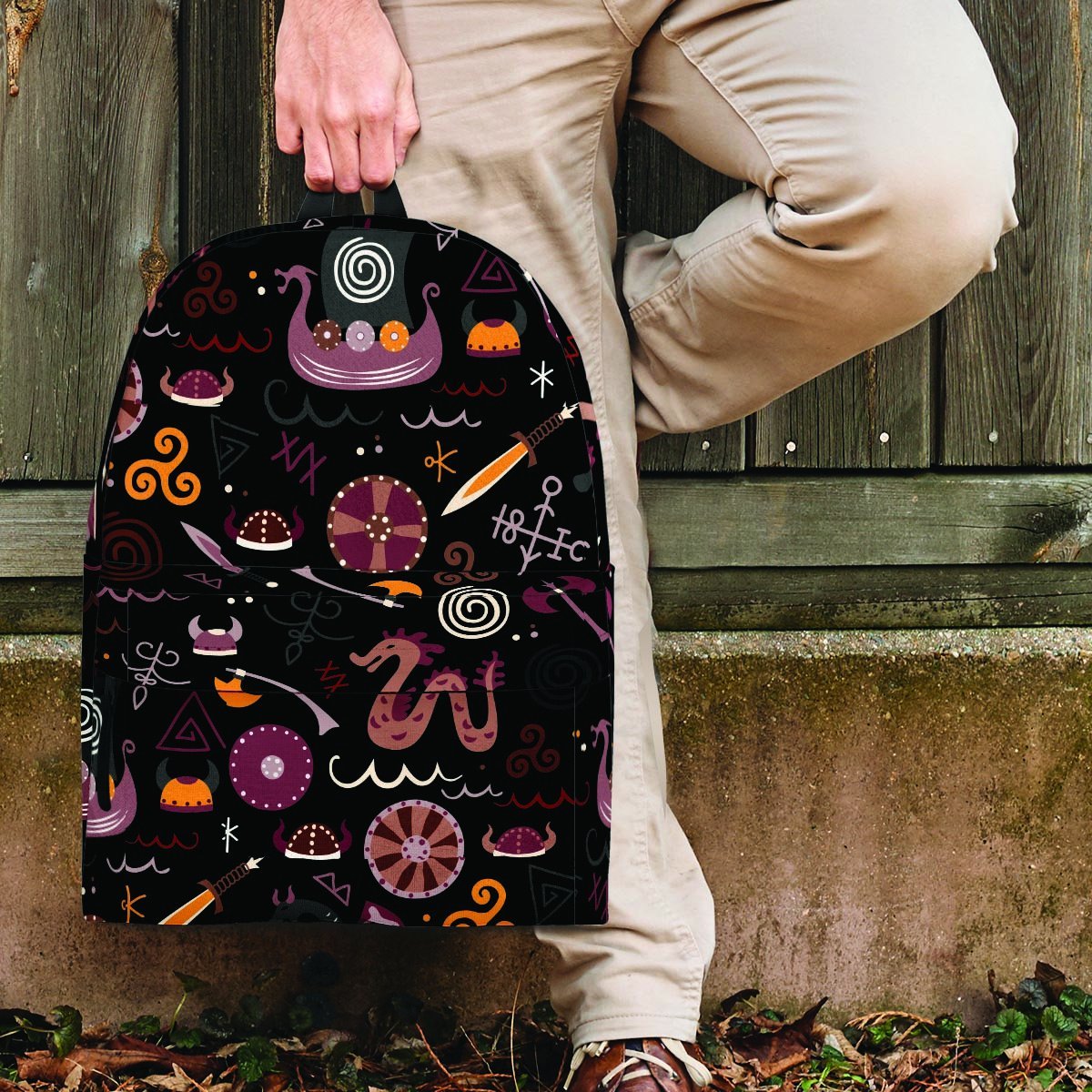 Viking Valhalla Cartoon Backpack-grizzshop