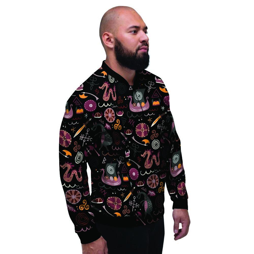 Viking Valhalla Cartoon Men's Bomber Jacket-grizzshop
