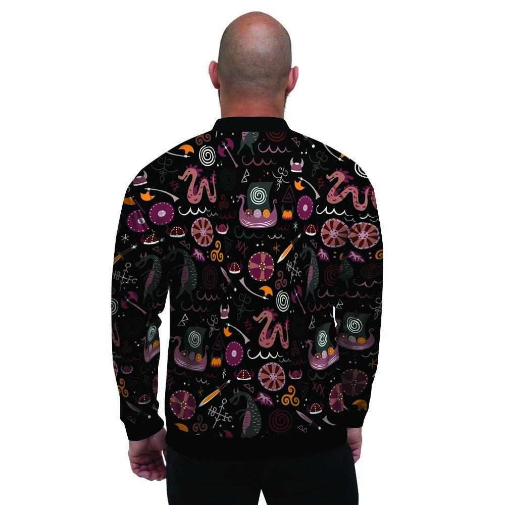 Viking Valhalla Cartoon Men's Bomber Jacket-grizzshop