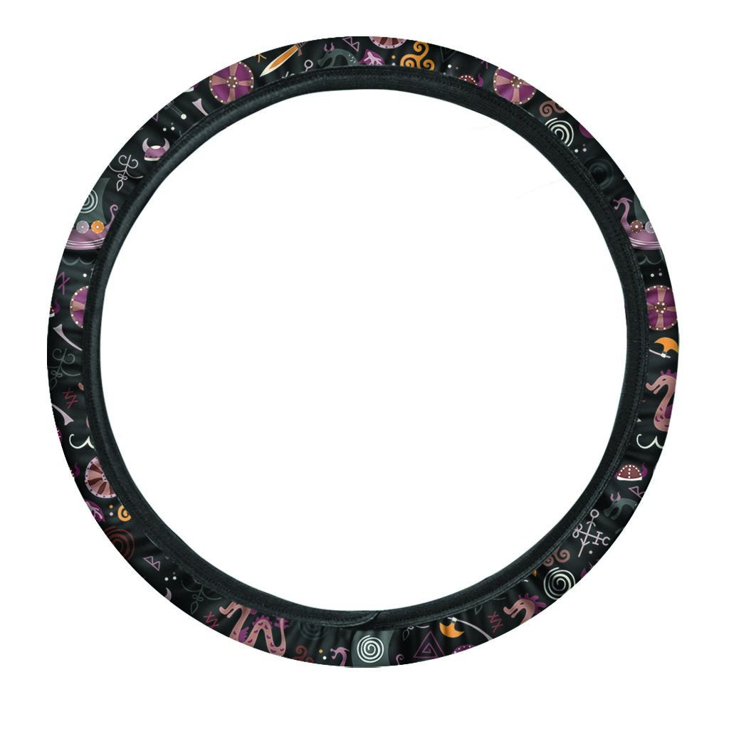 Viking Valhalla Cartoon Steering Wheel Cover-grizzshop
