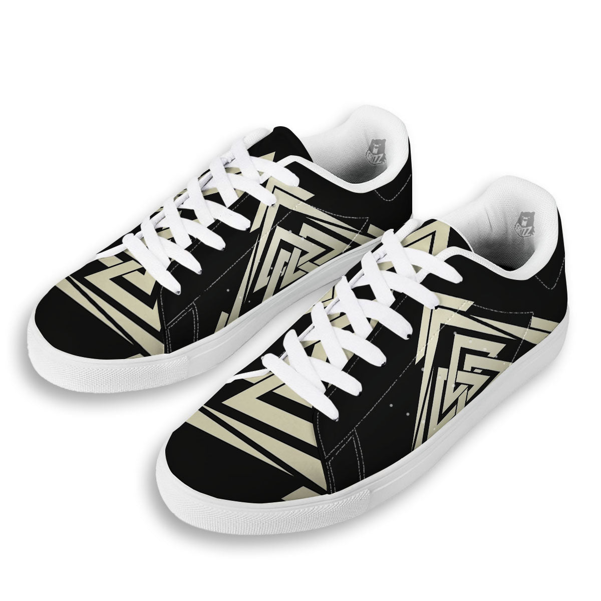 Viking Valknut Scandinavian Symbol Print White Low Top Sneakers-grizzshop