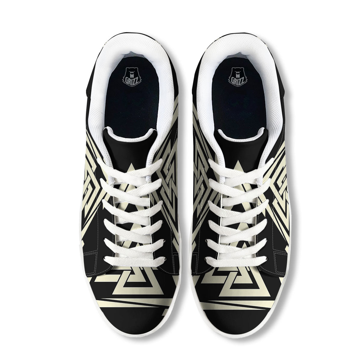 Viking Valknut Scandinavian Symbol Print White Low Top Sneakers-grizzshop