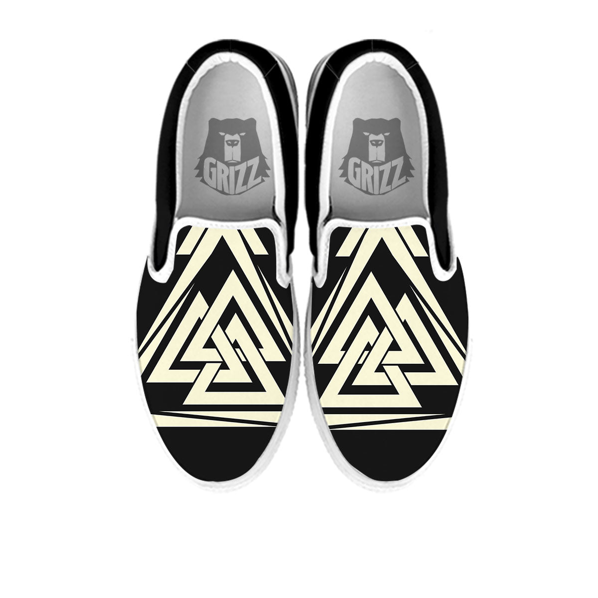 Viking Valknut Scandinavian Symbol Print White Slip On Shoes-grizzshop