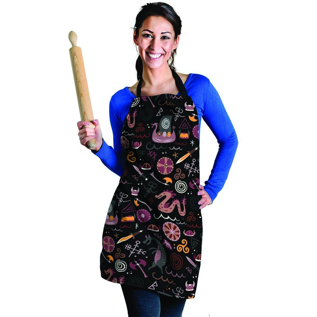 Viking Valhalla Cartoon Women's Apron-grizzshop