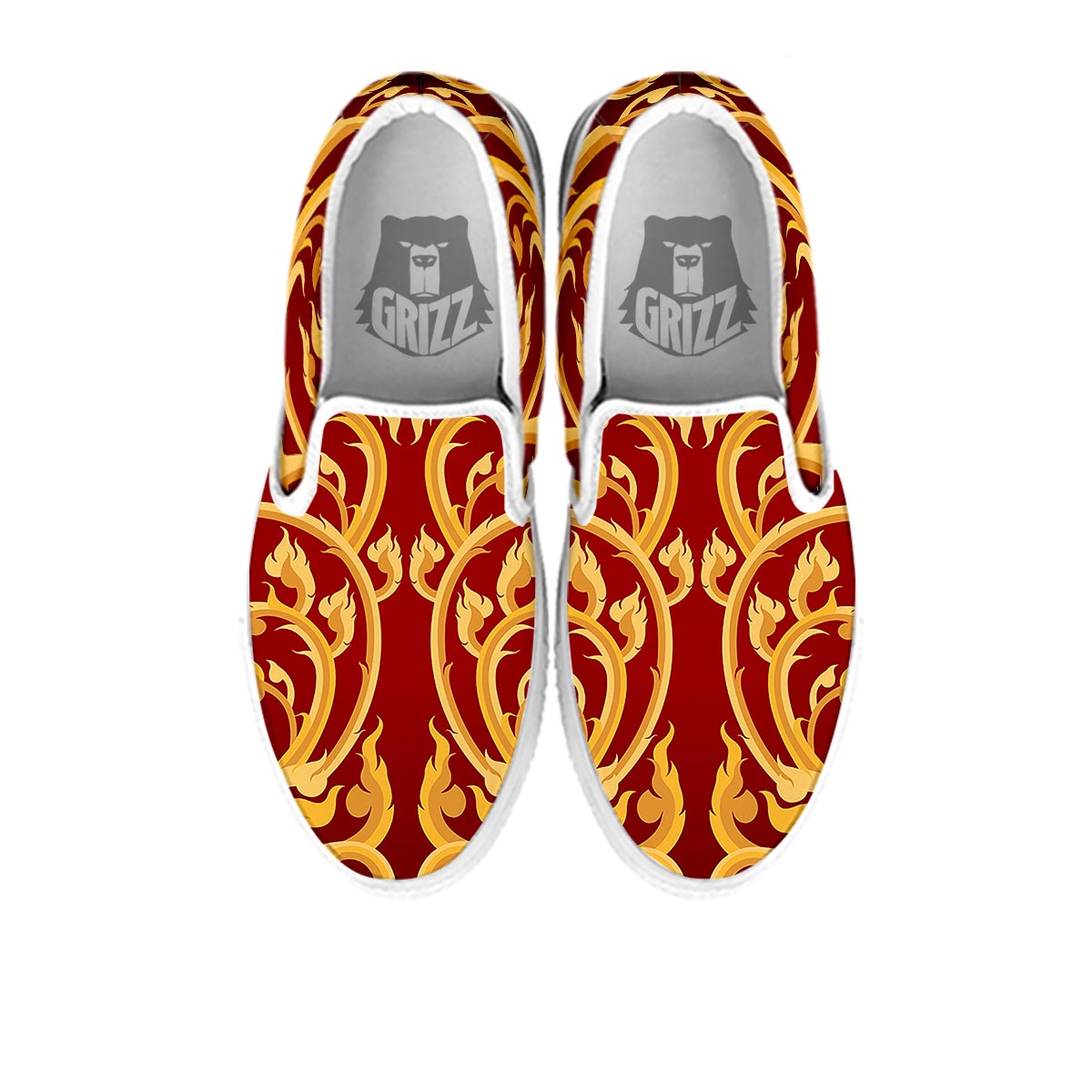 Vines Thai Winding Print White Slip On Shoes-grizzshop