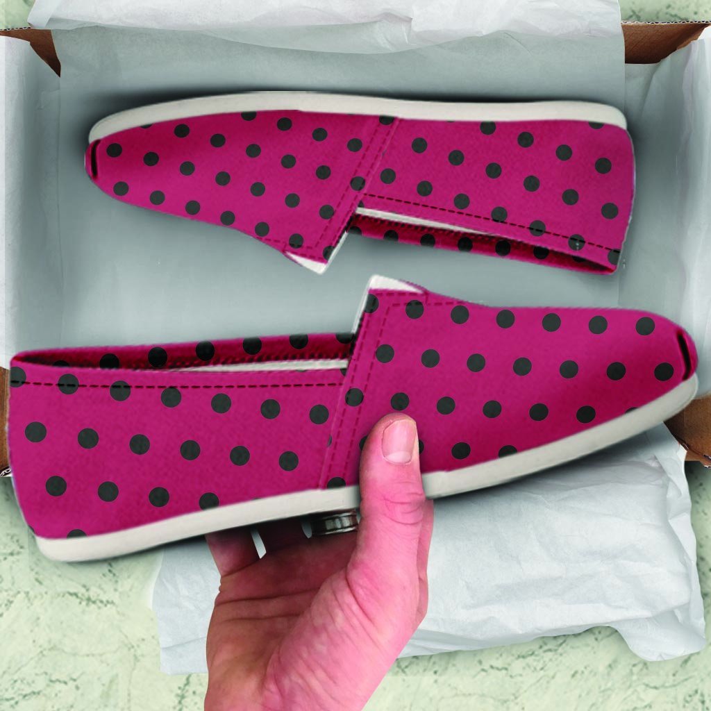 Vintage Black And Pink Tiny Polka Dot Canvas Shoes-grizzshop