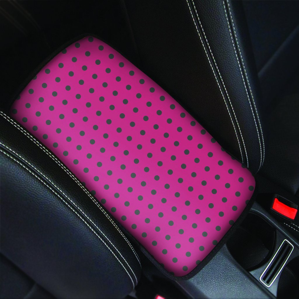 Vintage Black And Pink Tiny Polka Dot Car Console Cover-grizzshop