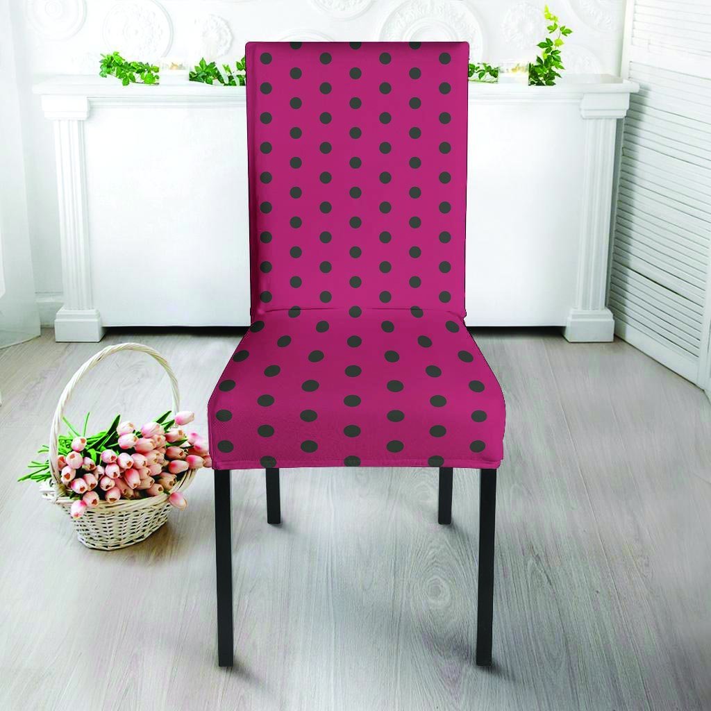 Vintage Black And Pink Tiny Polka Dot Chair Cover-grizzshop