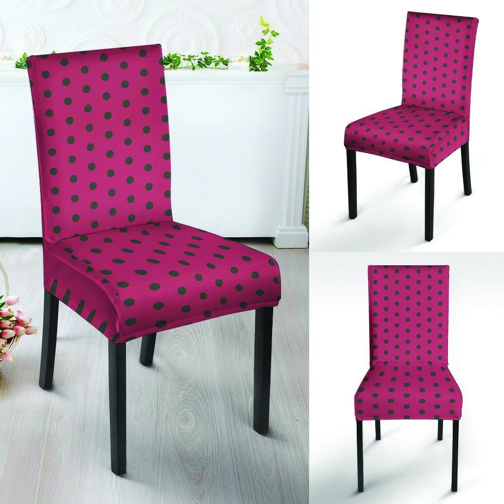 Vintage Black And Pink Tiny Polka Dot Chair Cover-grizzshop