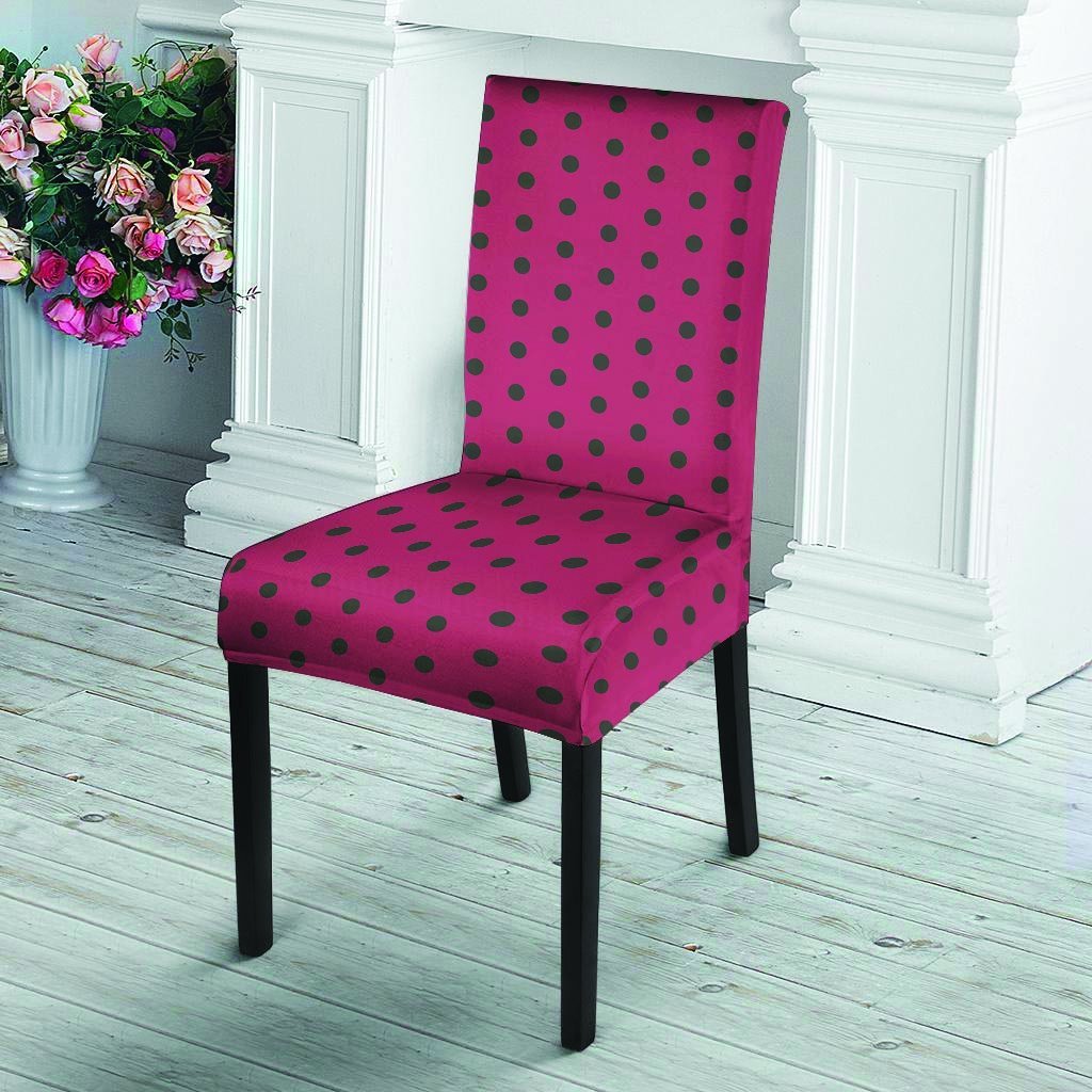 Vintage Black And Pink Tiny Polka Dot Chair Cover-grizzshop