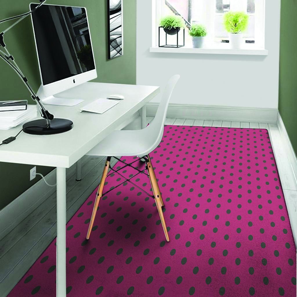 Vintage Black And Pink Tiny Polka Dot Floor Mat-grizzshop