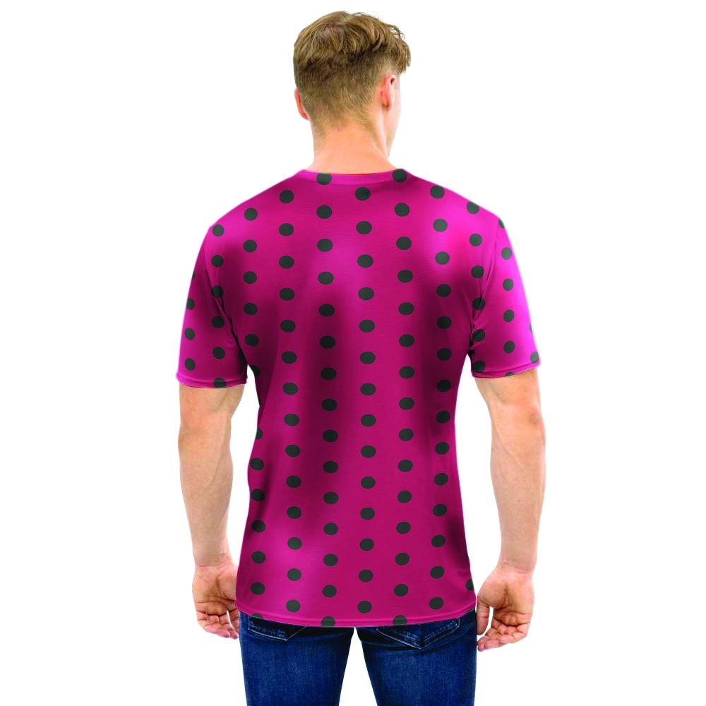 Vintage Black And Pink Tiny Polka Dot Men T Shirt-grizzshop