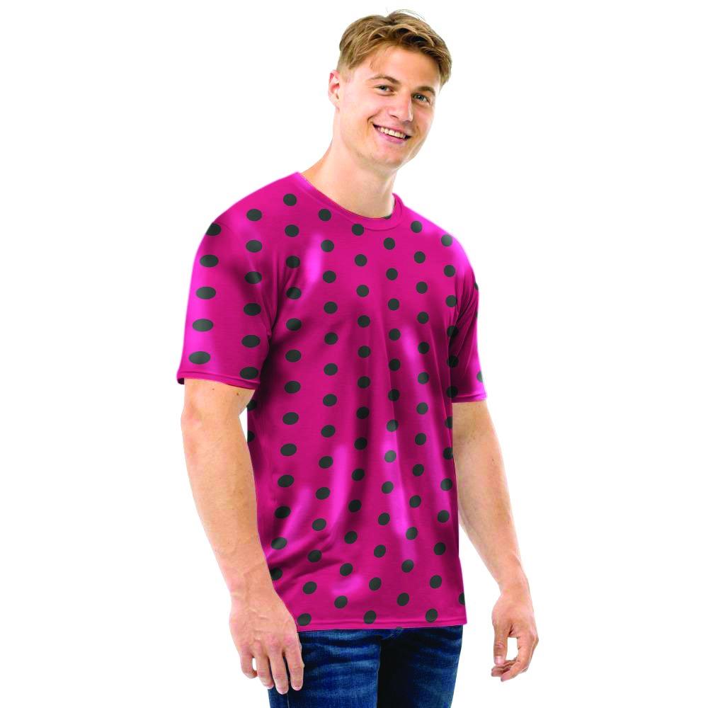 Vintage Black And Pink Tiny Polka Dot Men T Shirt-grizzshop