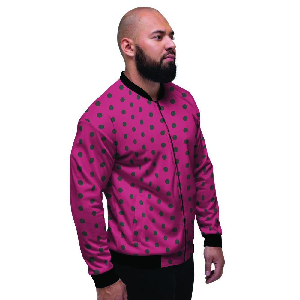 Vintage Black And Pink Tiny Polka Dot Men's Bomber Jacket-grizzshop