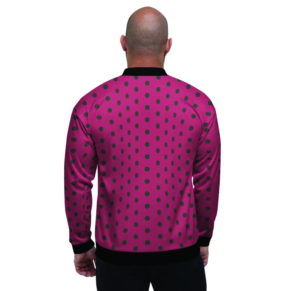 Vintage Black And Pink Tiny Polka Dot Men's Bomber Jacket-grizzshop