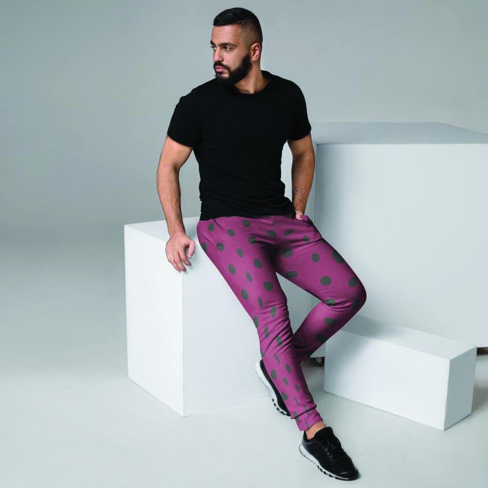 Vintage Black And Pink Tiny Polka Dot Men's Joggers-grizzshop