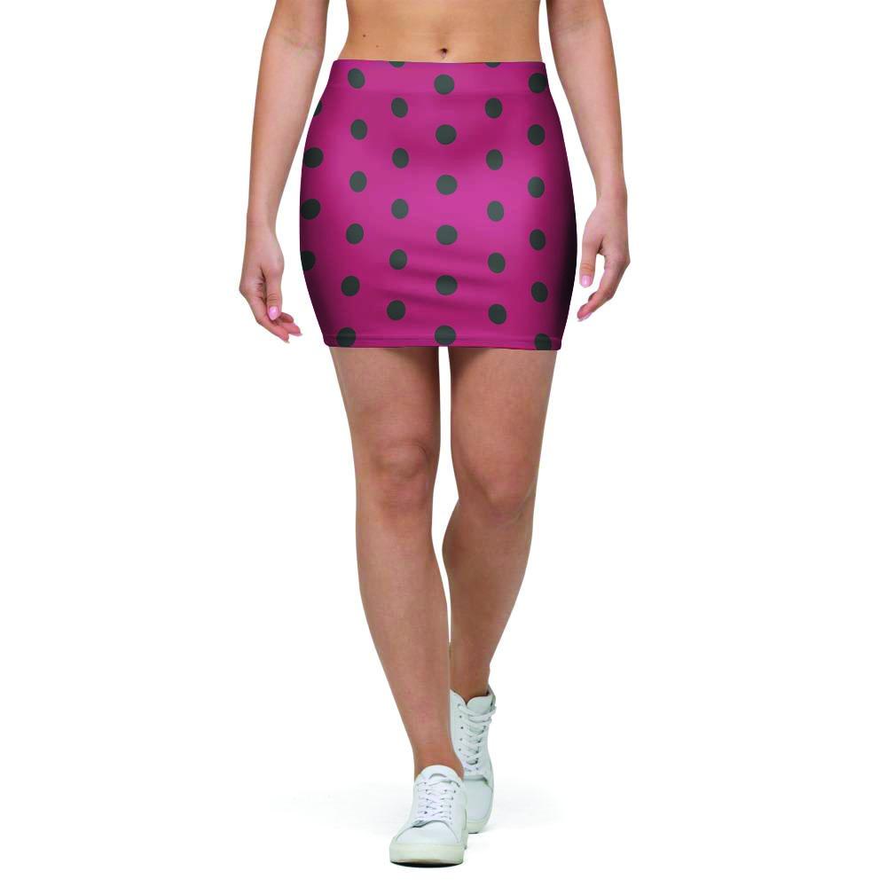 Vintage Black And Pink Tiny Polka Dot Mini Skirt-grizzshop
