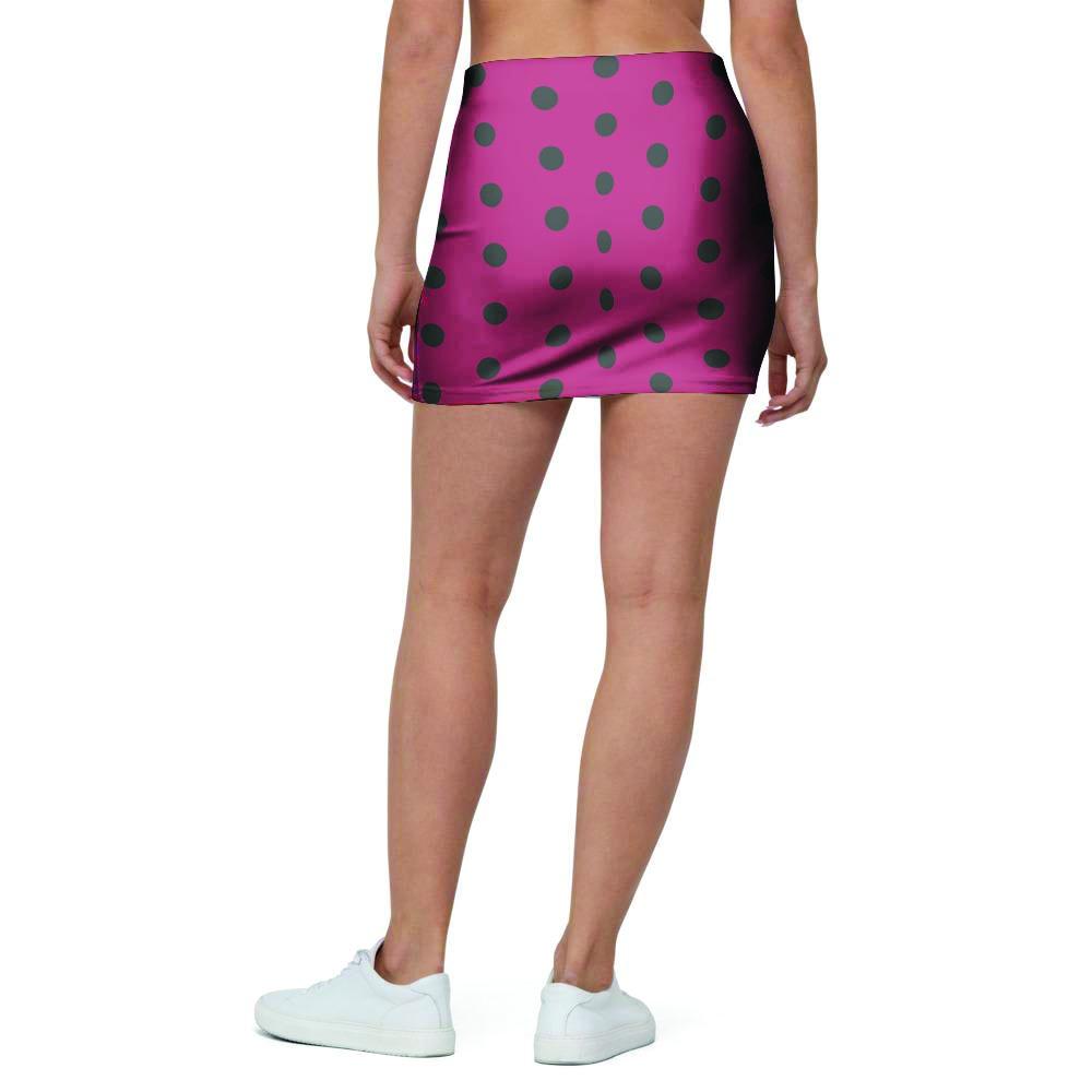 Vintage Black And Pink Tiny Polka Dot Mini Skirt-grizzshop
