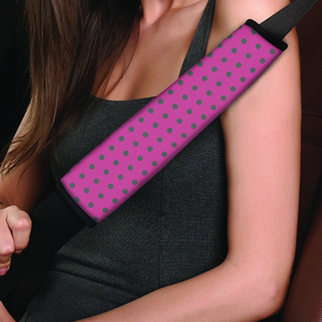 Vintage Black And Pink Tiny Polka Dot Seat Belt Cover-grizzshop