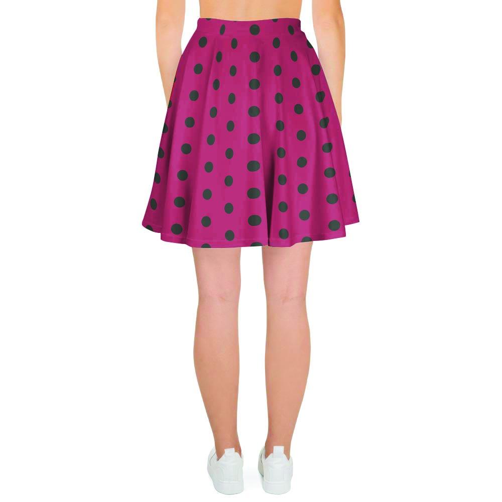 Vintage Black And Pink Tiny Polka Dot Women's Skirt-grizzshop