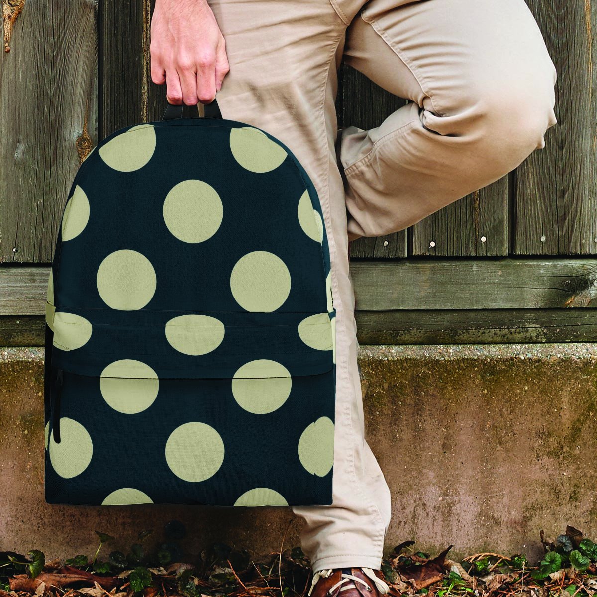 Vintage Black Polka Dot Backpack-grizzshop
