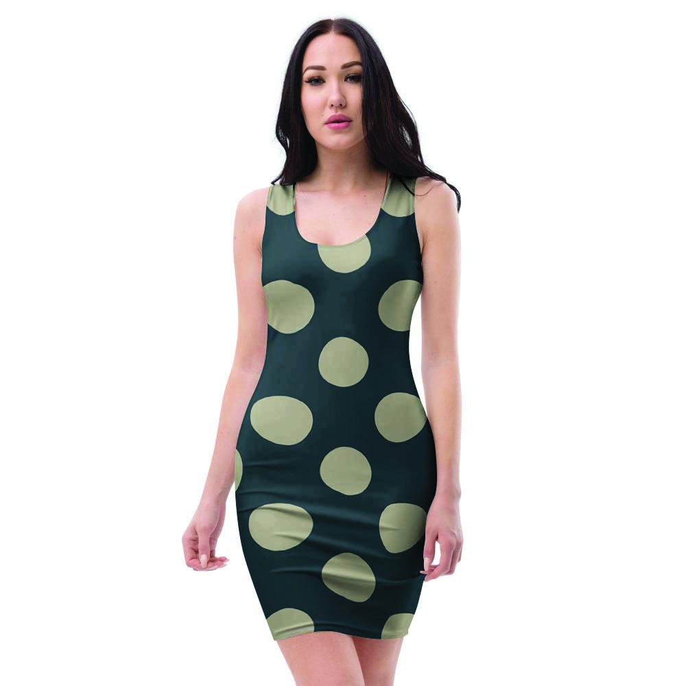 Vintage Black Polka Dot Bodycon Dress-grizzshop