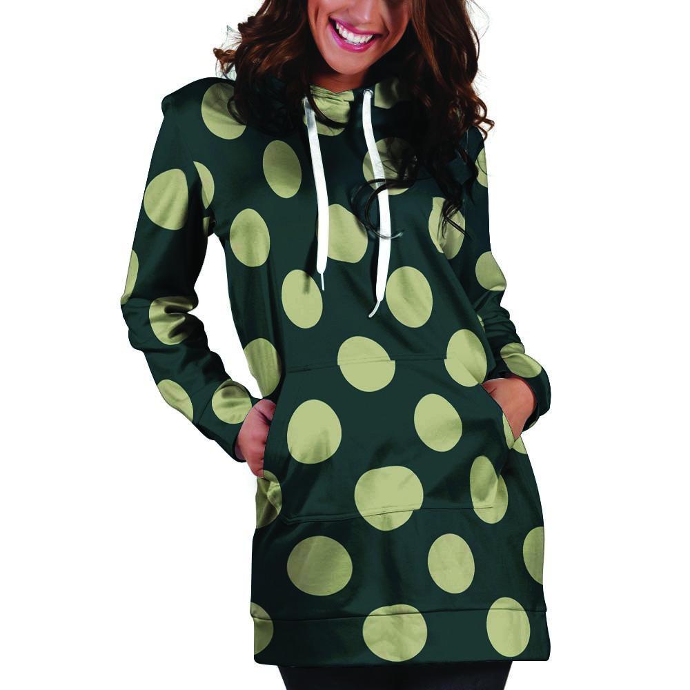 Vintage Black Polka Dot Hoodie Dress-grizzshop