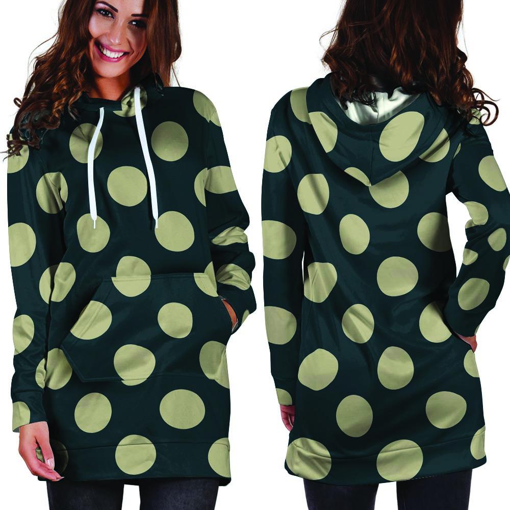 Vintage Black Polka Dot Hoodie Dress-grizzshop