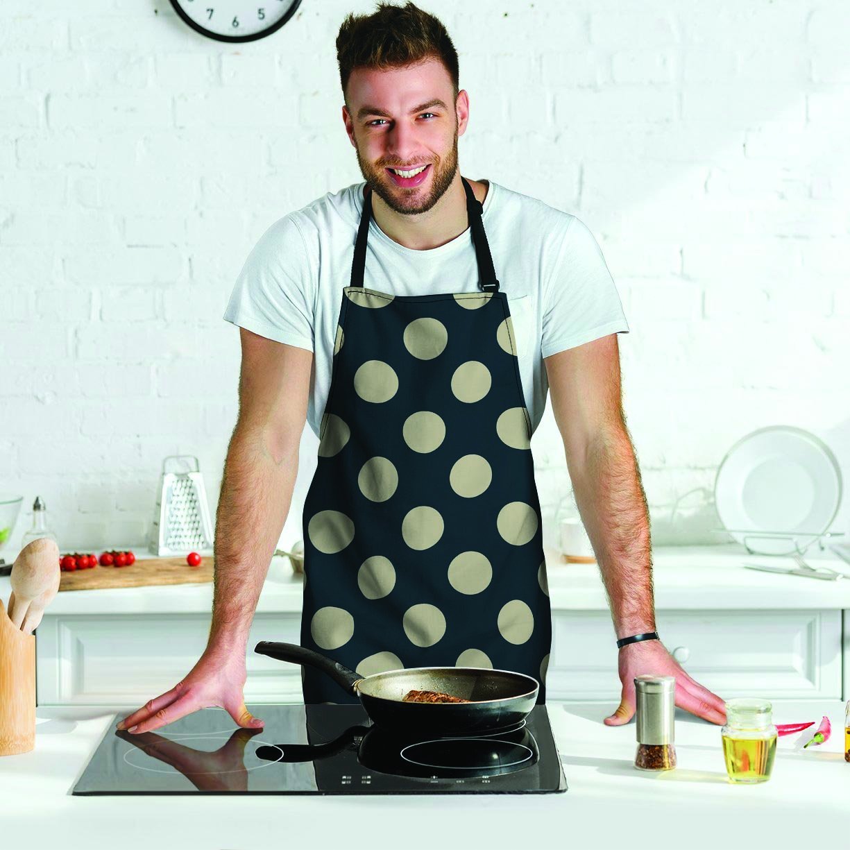 Vintage Black Polka Dot Men's Apron-grizzshop