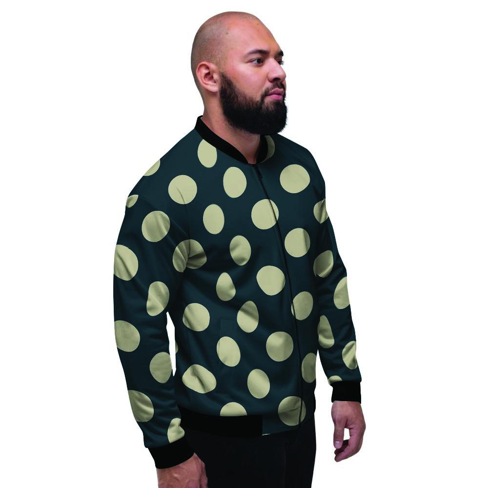Vintage Black Polka Dot Men's Bomber Jacket-grizzshop