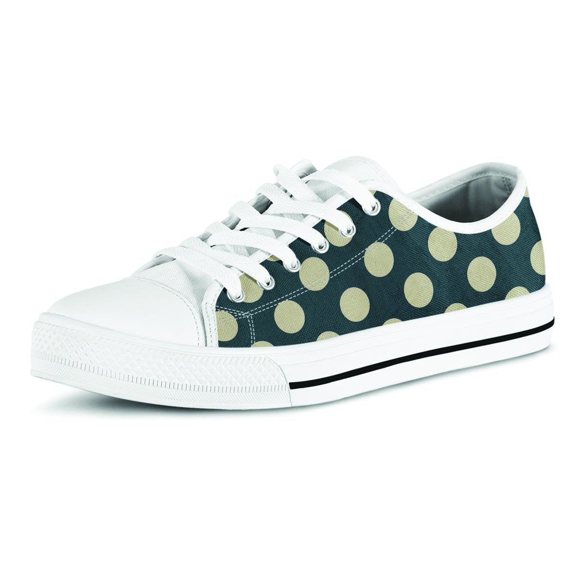 Vintage Black Polka Dot Men's Low Top Shoes-grizzshop