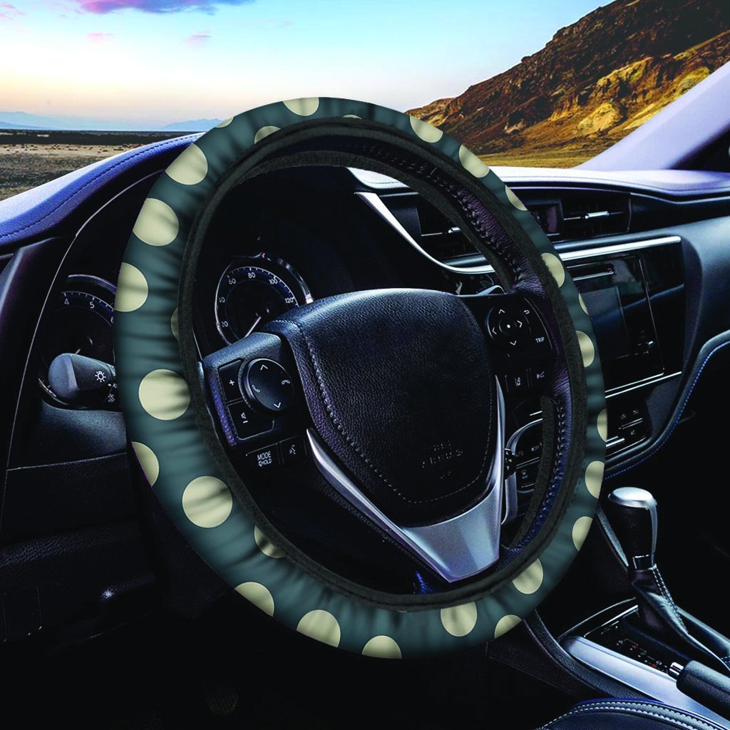 Vintage Black Polka Dot Steering Wheel Cover-grizzshop