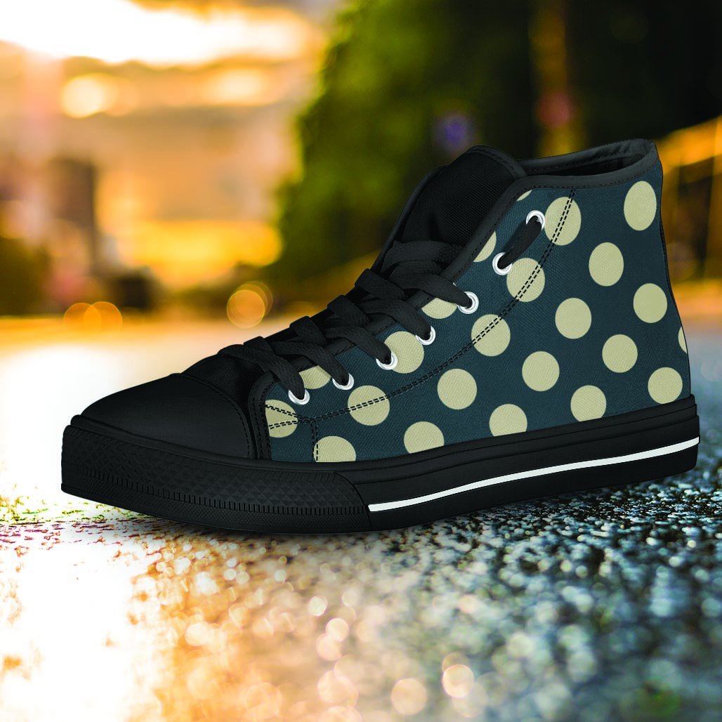 Vintage Black Polka Dot Women's High Top Shoes-grizzshop
