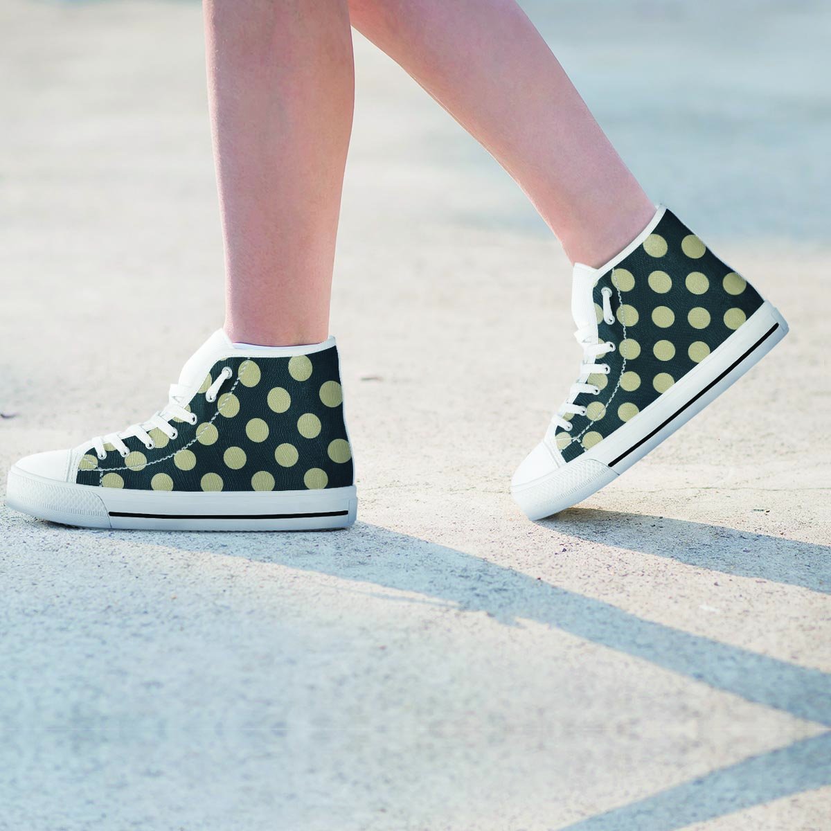 Vintage Black Polka Dot Women's High Top Shoes-grizzshop