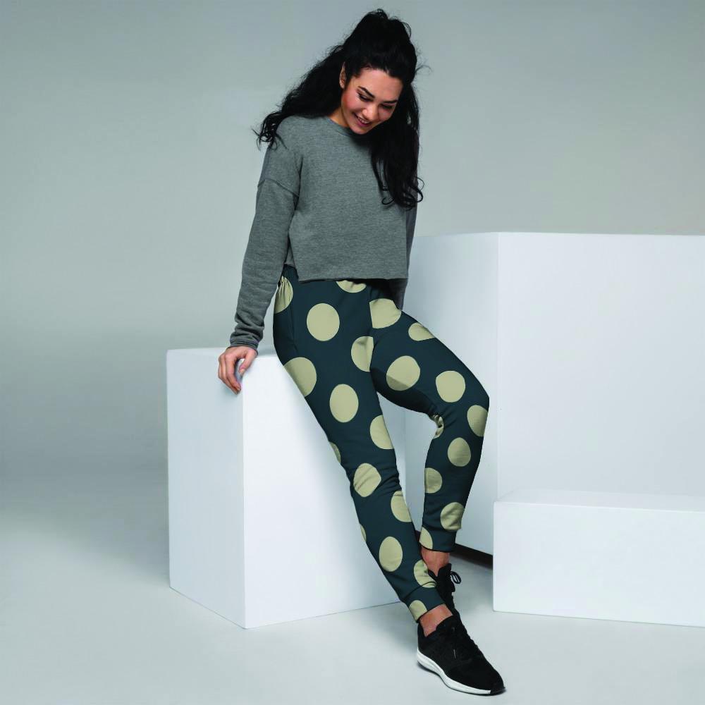 Vintage Black Polka Dot Women's Joggers-grizzshop