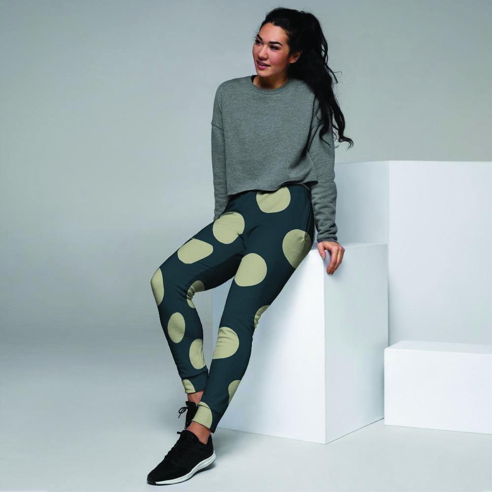 Vintage Black Polka Dot Women's Joggers-grizzshop