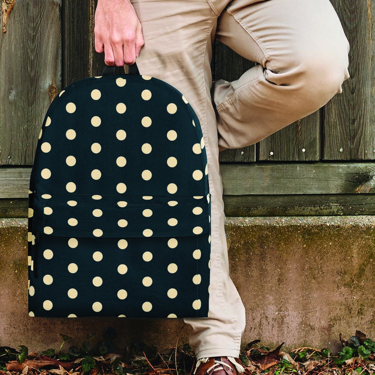 Vintage Black Tiny Polka Dot Backpack-grizzshop