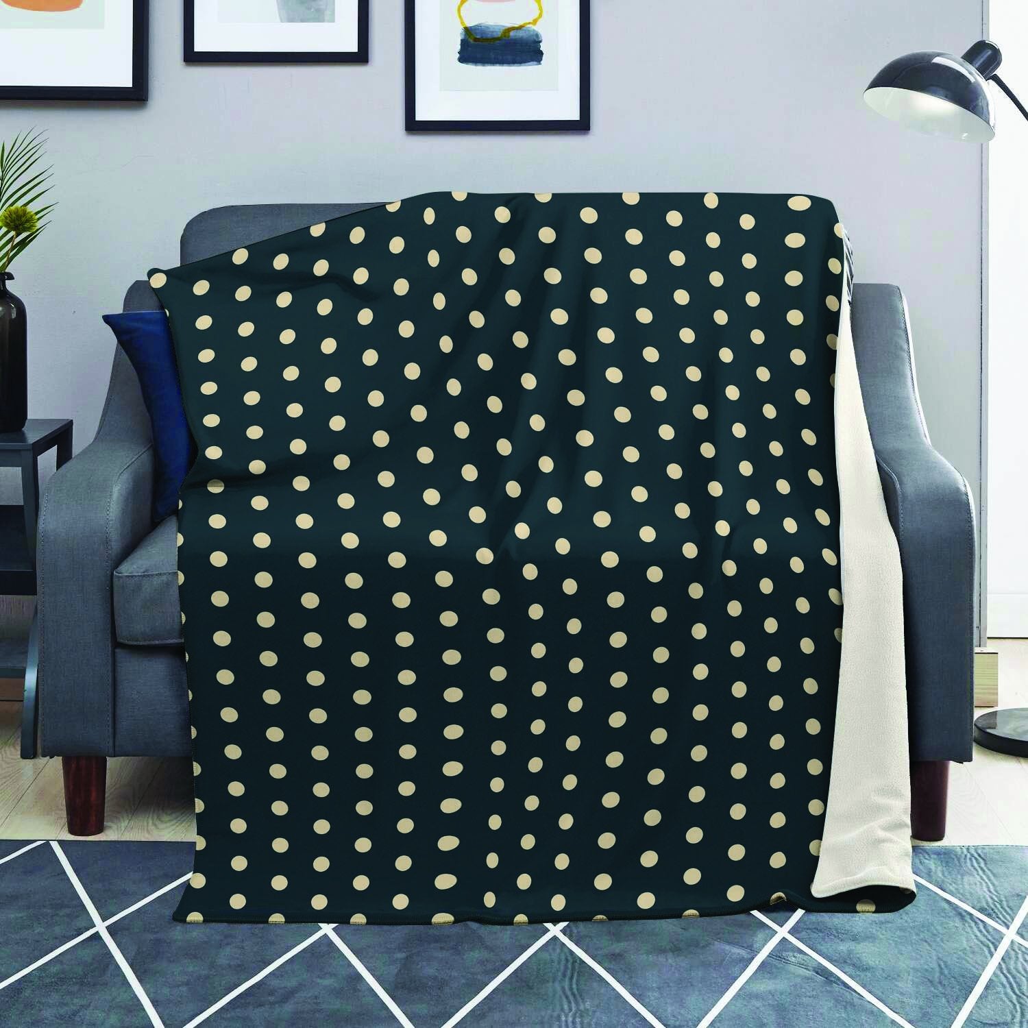 Vintage Black Tiny Polka Dot Blanket-grizzshop