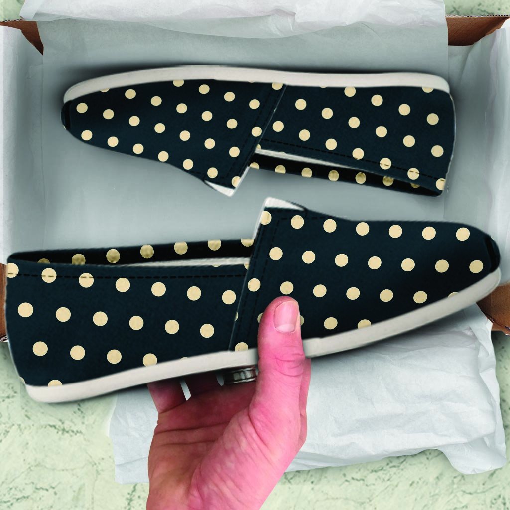 Vintage Black Tiny Polka Dot Canvas Shoes-grizzshop