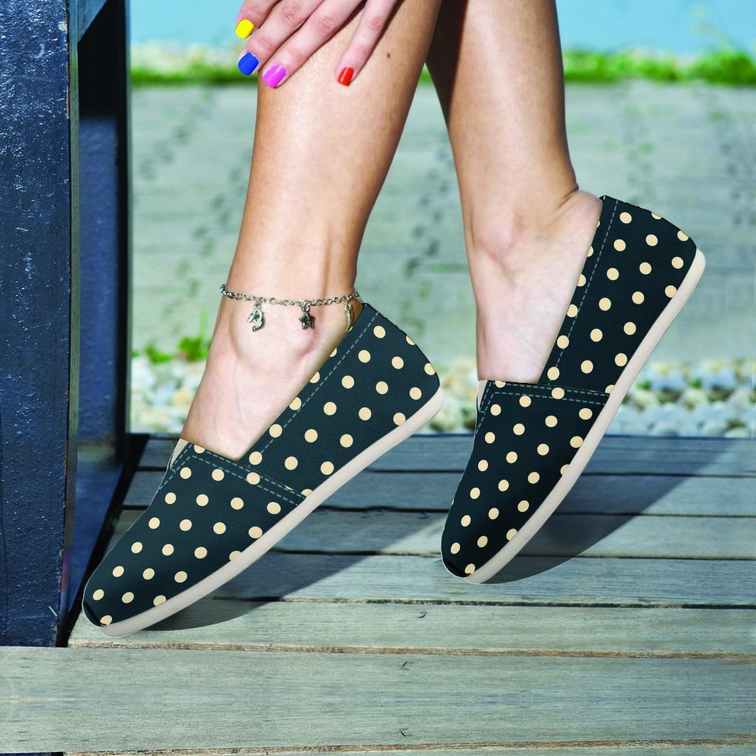 Vintage Black Tiny Polka Dot Canvas Shoes-grizzshop