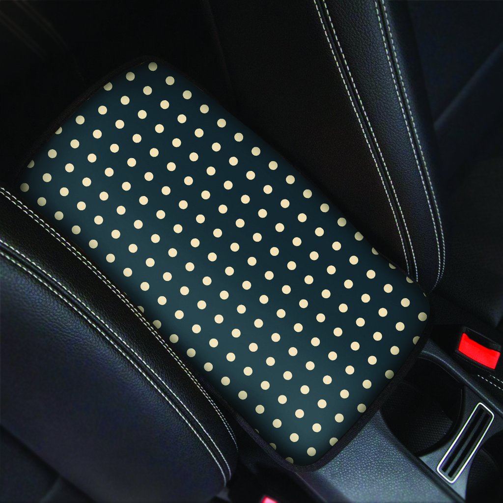 Vintage Black Tiny Polka Dot Car Console Cover-grizzshop