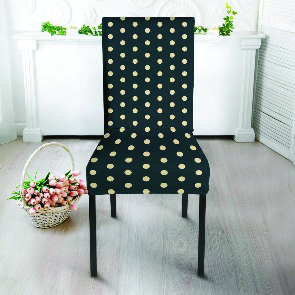 Vintage Black Tiny Polka Dot Chair Cover-grizzshop