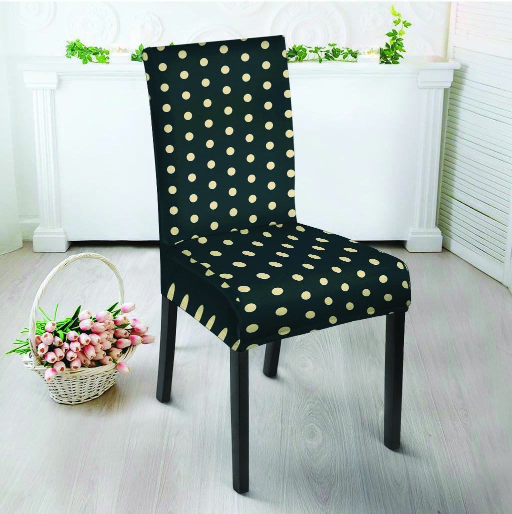 Vintage Black Tiny Polka Dot Chair Cover-grizzshop