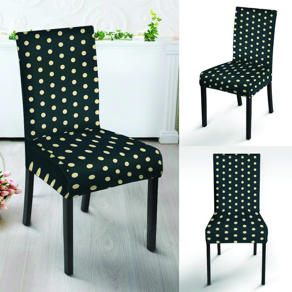 Vintage Black Tiny Polka Dot Chair Cover-grizzshop