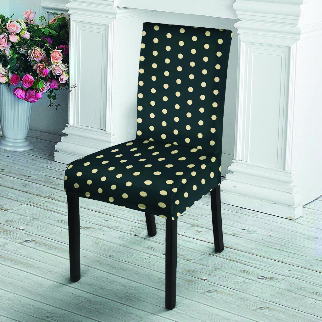 Vintage Black Tiny Polka Dot Chair Cover-grizzshop
