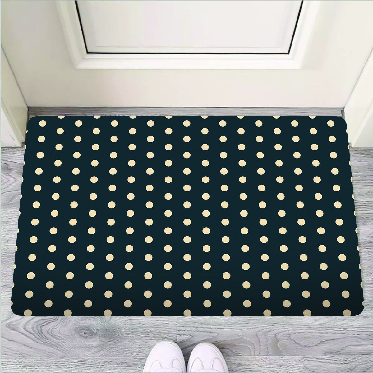 Vintage Black Tiny Polka Dot Door Mat-grizzshop