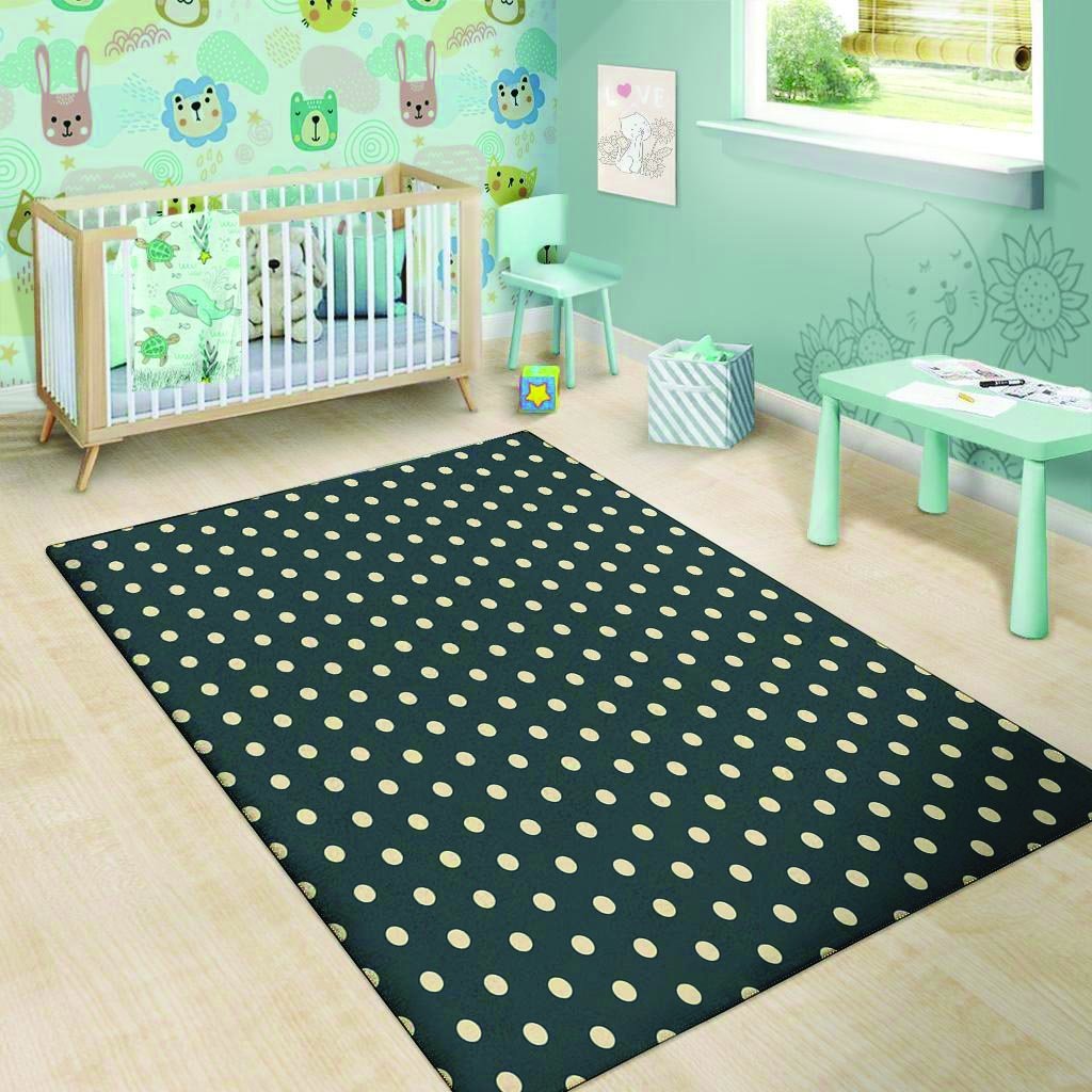 Vintage Black Tiny Polka Dot Floor Mat-grizzshop