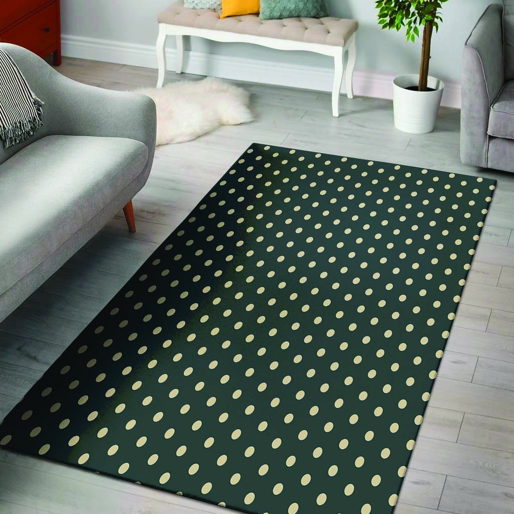 Vintage Black Tiny Polka Dot Floor Mat-grizzshop