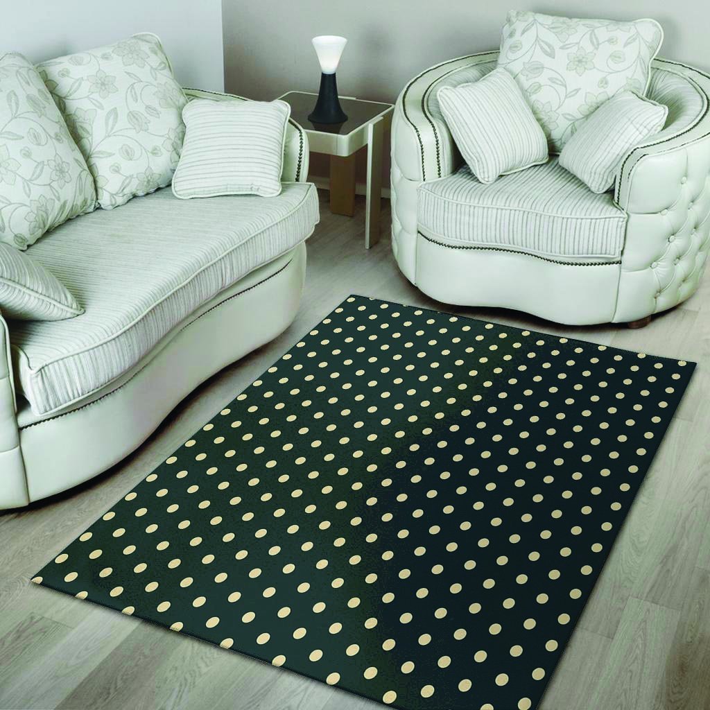 Vintage Black Tiny Polka Dot Floor Mat-grizzshop