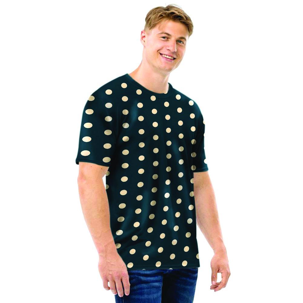 Vintage Black Tiny Polka Dot Men T Shirt-grizzshop